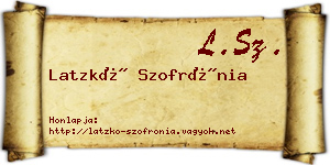 Latzkó Szofrónia névjegykártya